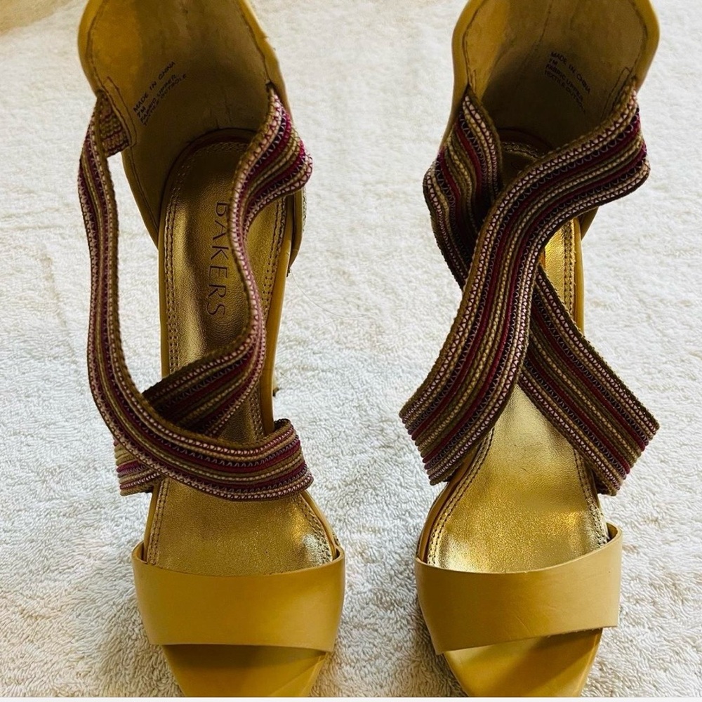 Bakers Gold and Striped Heels